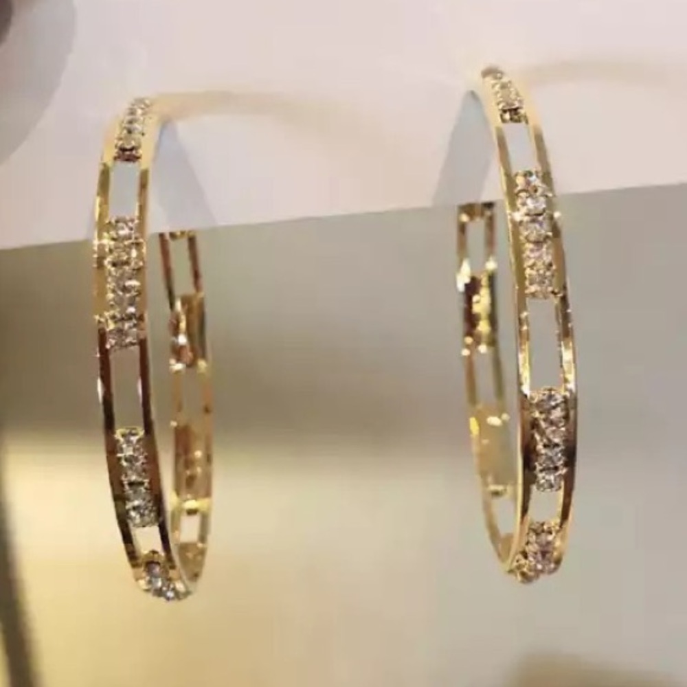 Gold Plated Rhinestone Earrings